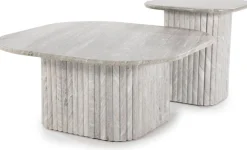 Marmeren Bijzettafels-By Boo Dorique Bijzettafel Wit, Grijs