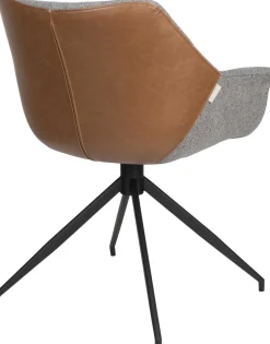 Kuipstoelen|Draaibare Eetkamerstoelen-Zuiver Doulton Swivel (set van 2) Armstoel Vintage Brown