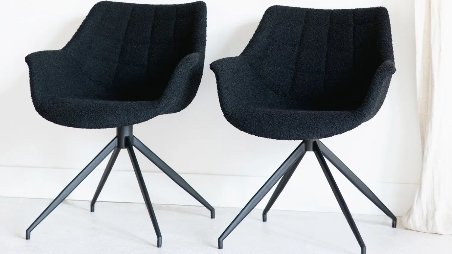 Kuipstoelen|Draaibare Eetkamerstoelen-Zuiver Doulton Swivel (set van 2) Armstoel Black
