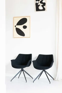 Kuipstoelen|Draaibare Eetkamerstoelen-Zuiver Doulton Swivel (set van 2) Armstoel Black