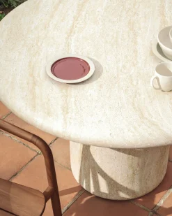 Tuintafels|Ronde Eettafels-Kave Home Drasi Outdoor Eettafel Beige, Wit, Ecru