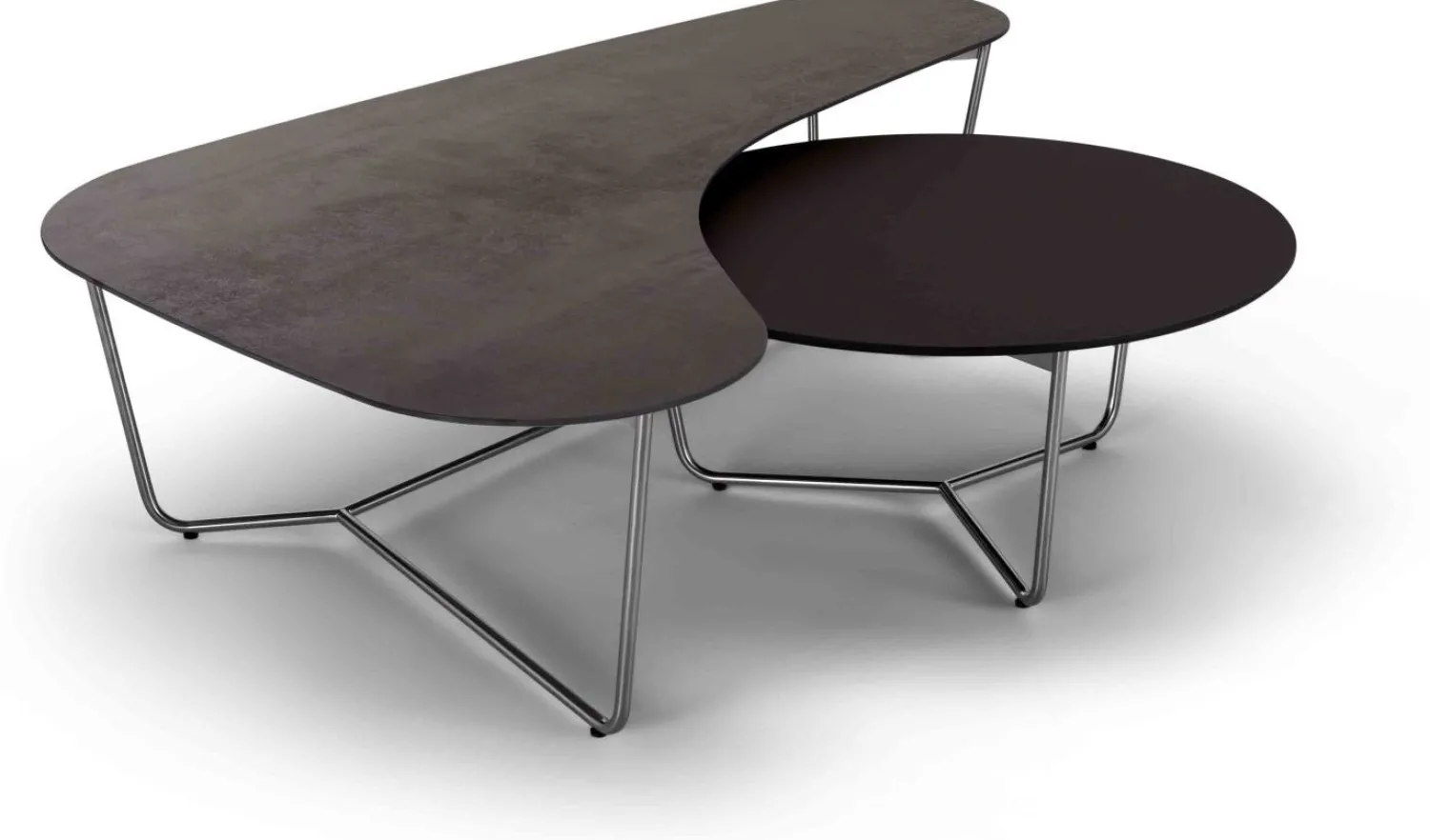 Design Salontafels|Organische Salontafels-Harvink Duo Salontafelset Grijs, Bruin