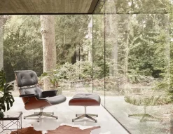 Leren Fauteuils|Draaifauteuils-Vitra Eames Lounge Chair & Hocker Zwart