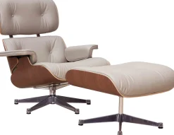 Leren Fauteuils|Design Fauteuils-Vitra Eames Lounge Chair & Hocker Sand Sable
