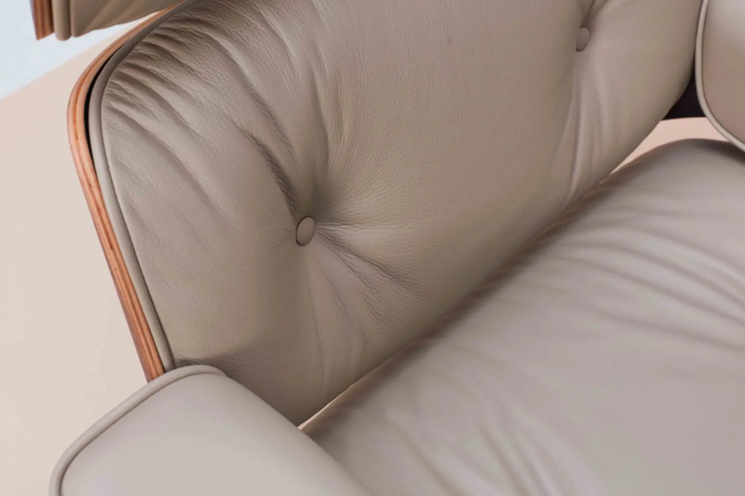 Leren Fauteuils|Design Fauteuils-Vitra Eames Lounge Chair & Hocker Sand Sable