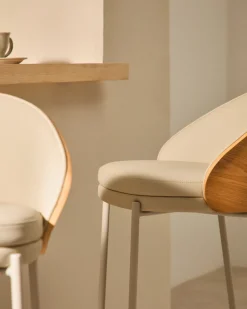 Kunststof Barkrukken-Kave Home Eamy Laag Barstoel Beige, Naturel