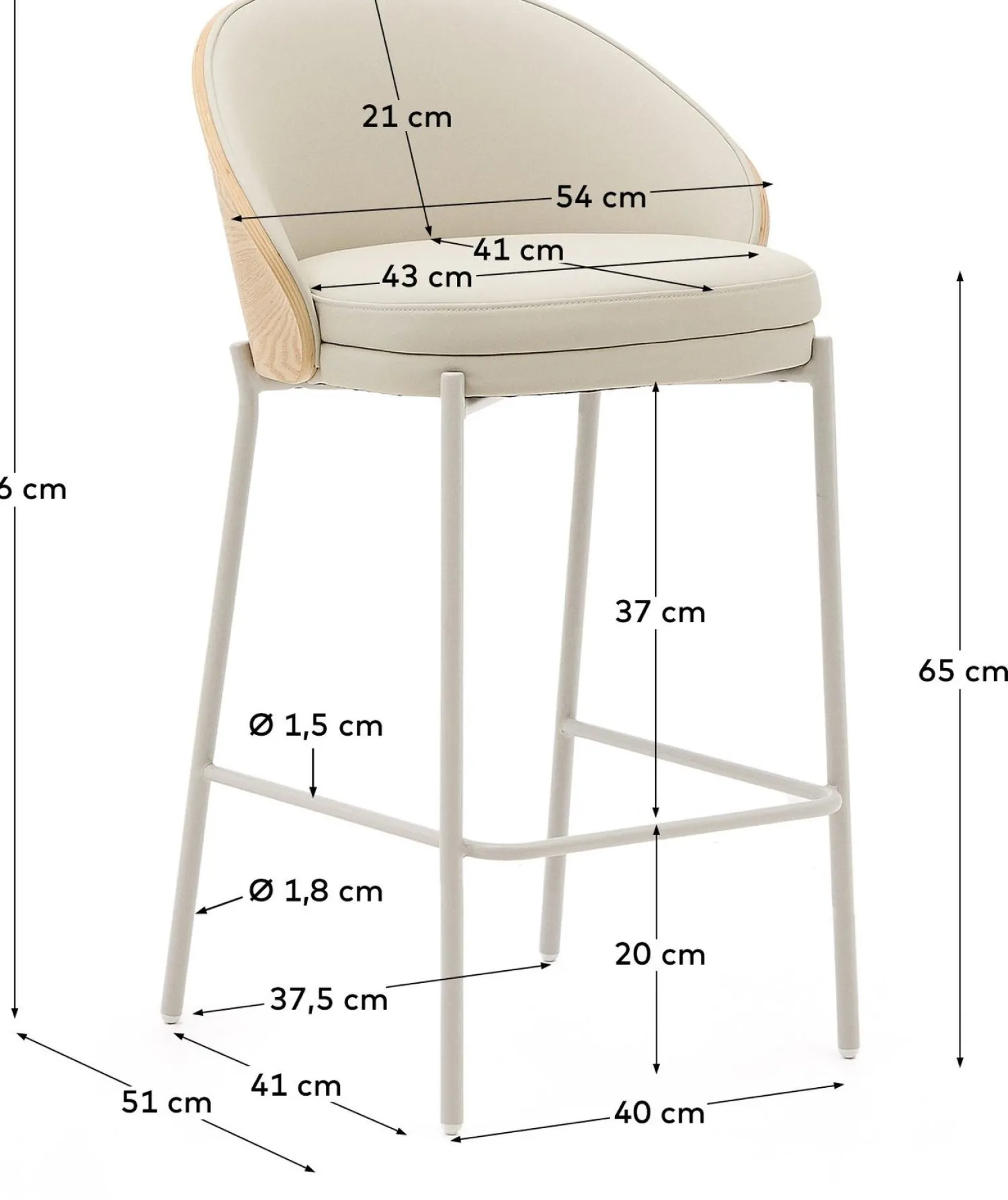 Kunststof Barkrukken-Kave Home Eamy Laag Barstoel Beige, Naturel