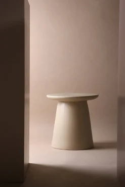 Ronde Bijzettafels-HKLIVING Earthenware M Bijzettafel Naturel, Cream