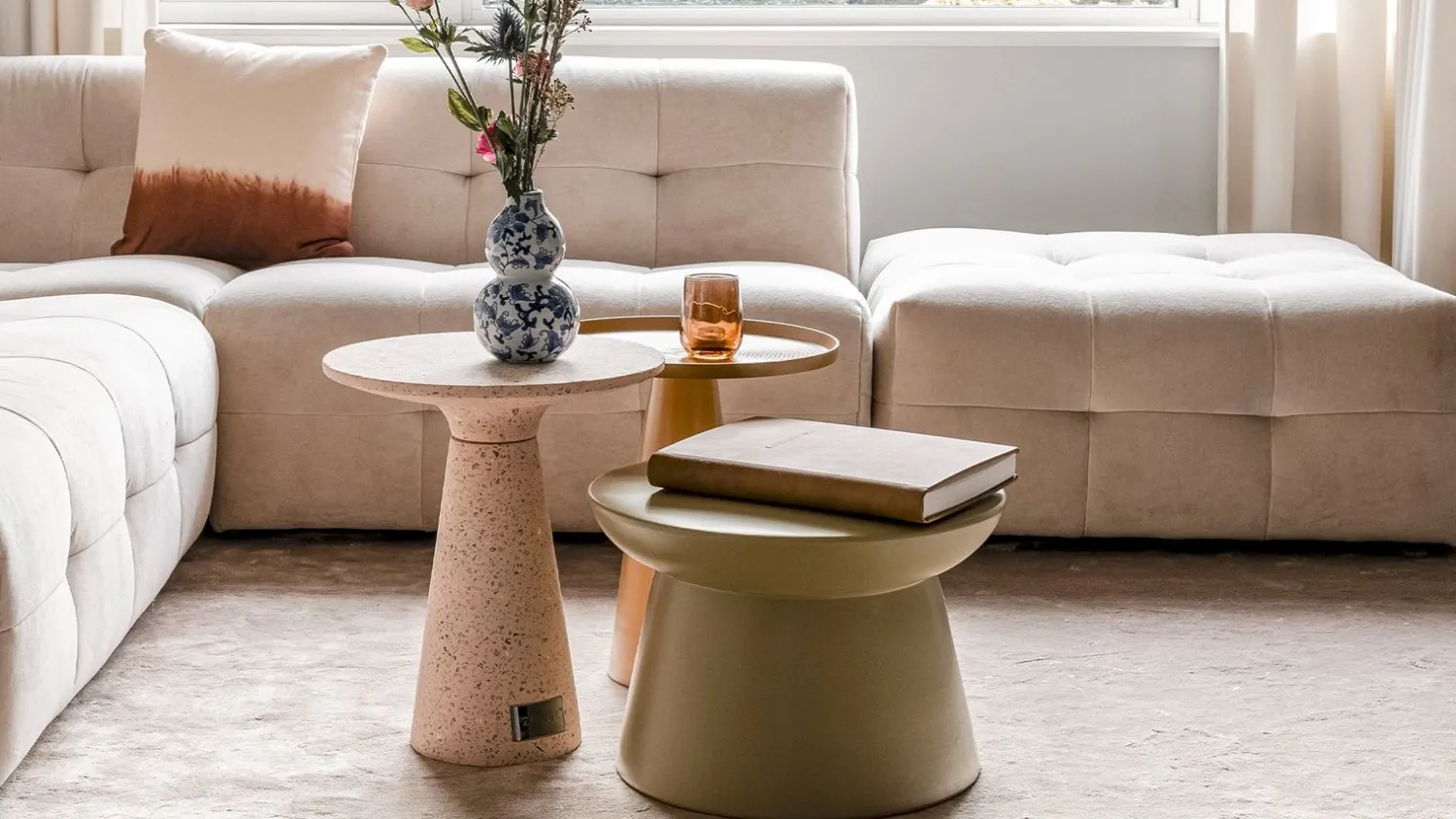 Ronde Bijzettafels-HKLIVING Earthenware XL Bijzettafel Green