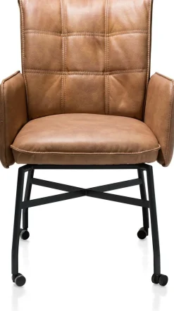 Eetkamerstoelen Met Wieltjes|Eetkamerstoelen Met Armleuning-Henders en Hazel Eden Armstoel Cognac