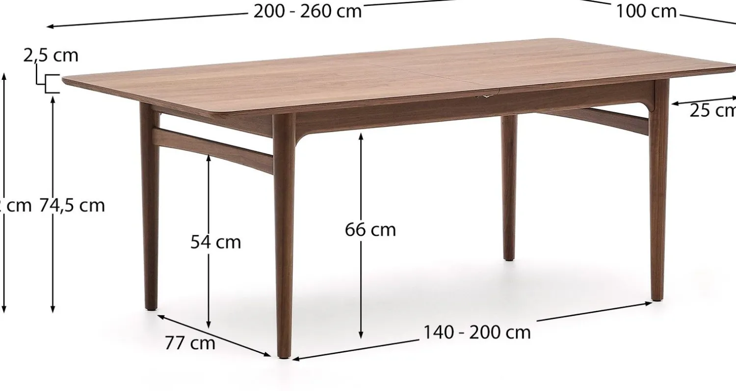 Houten Eettafels|Uitschuifbare Eettafels-Kave Home Elan Uitschuifbare Eettafel Bruin