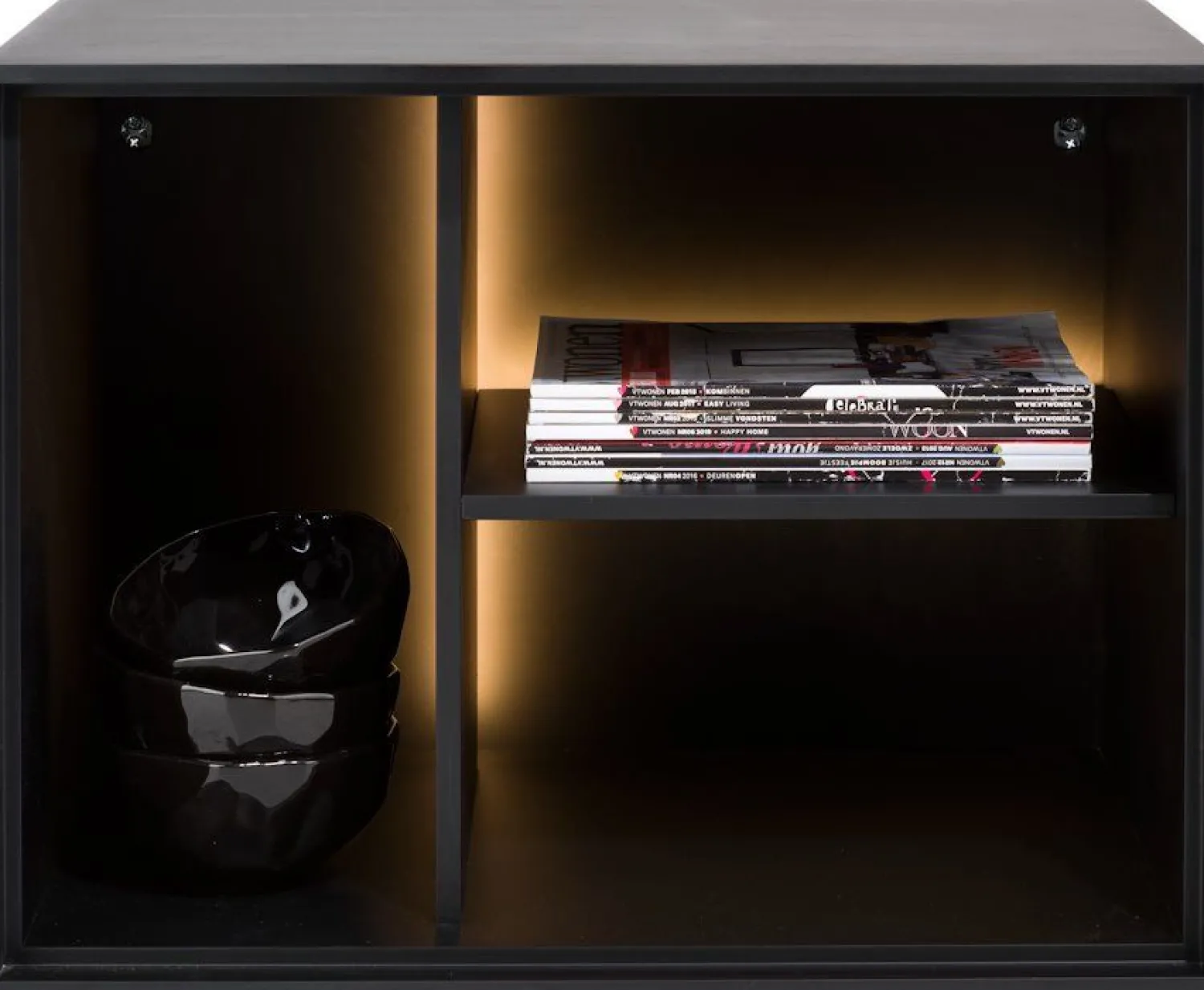 Opbergkasten|Opbergkasten-XOOON Elements 3 niches Kast Off Black