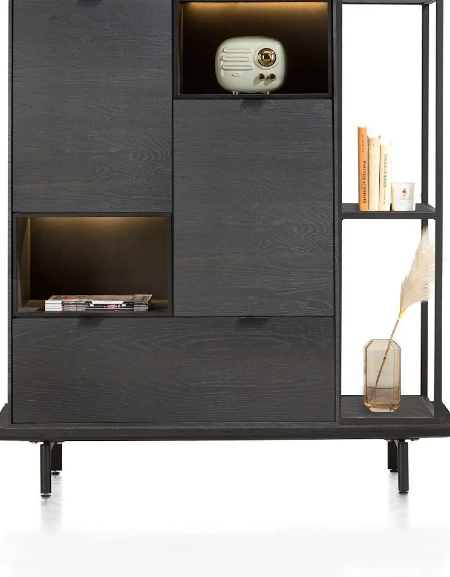 Boekenkasten-XOOON Elements 2-niches Boekenkast Onyx