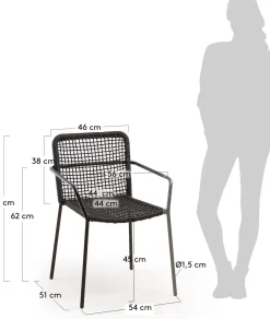 Tuinstoelen-Kave Home Ellen Tuinstoel Zwart