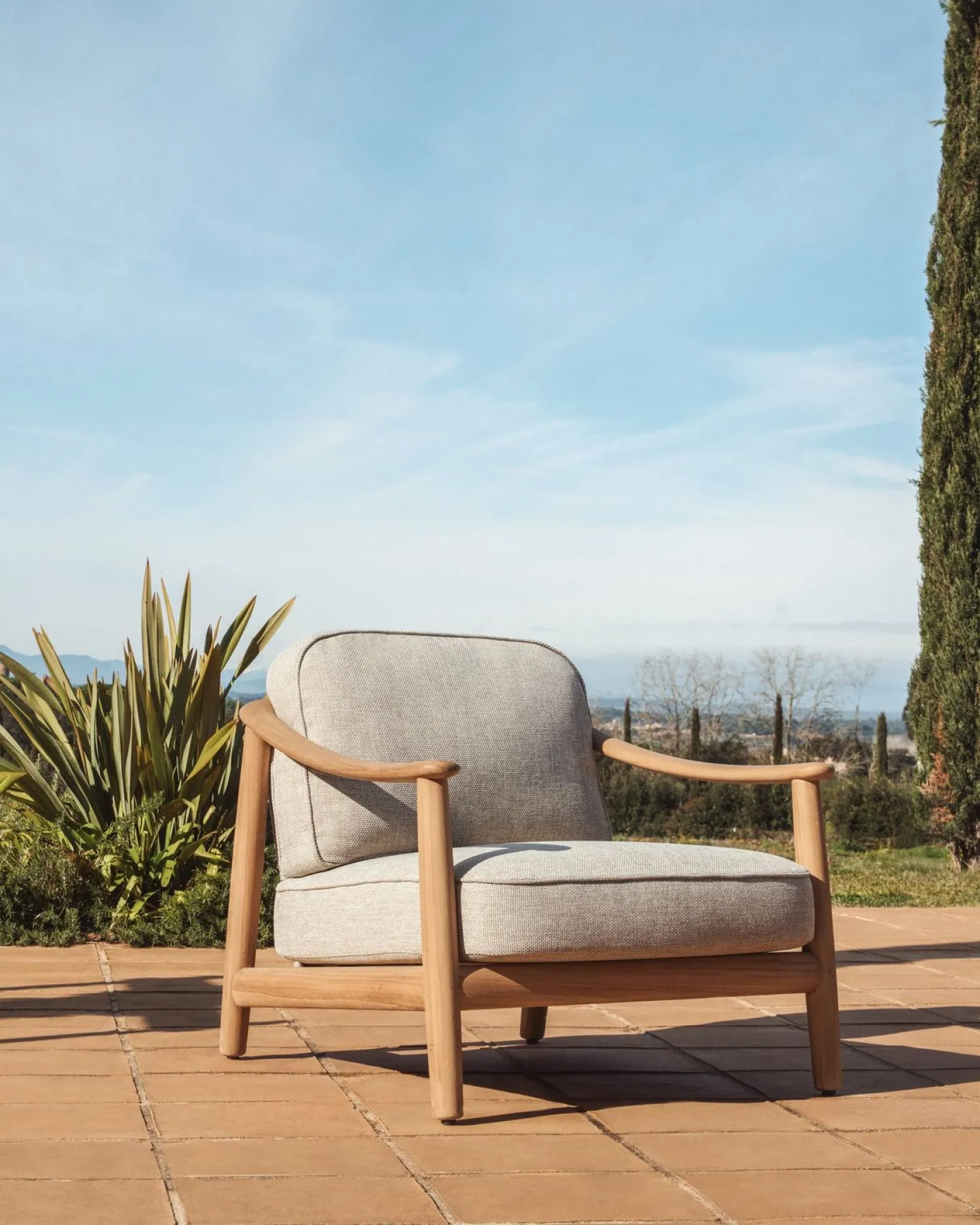 Tuinstoelen-Kave Home Elunda Outdoor Fauteuil Naturel