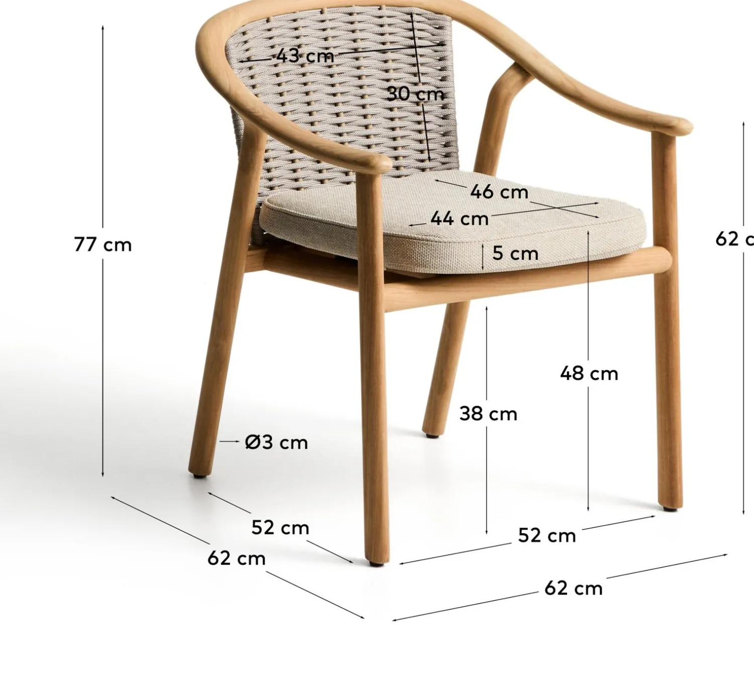 Tuinstoelen-Kave Home Elunda Tuinstoel Naturel