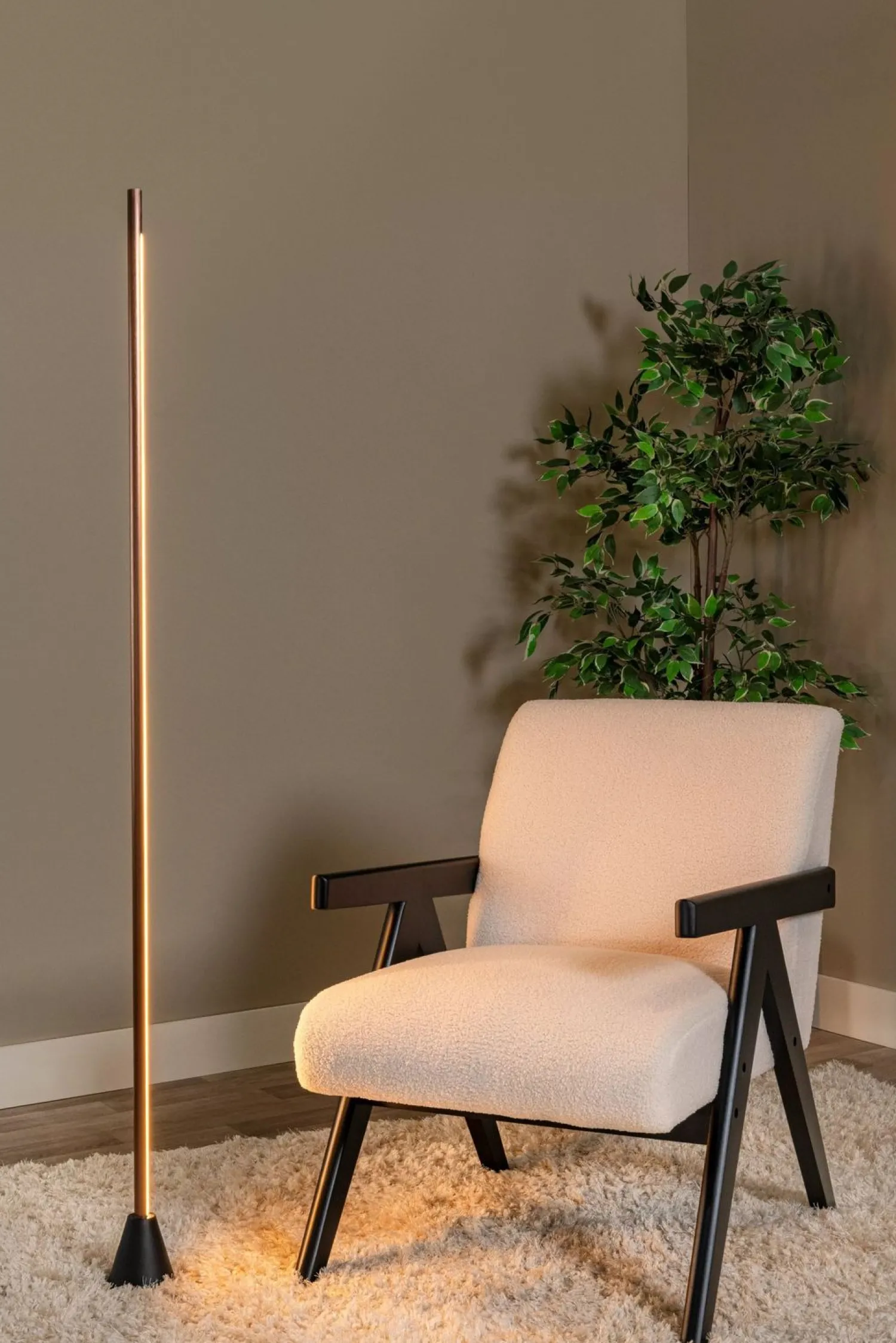 Industriële Vloerlampen|Vloerlampen-Lucide Equinox Vloerlamp Koffie