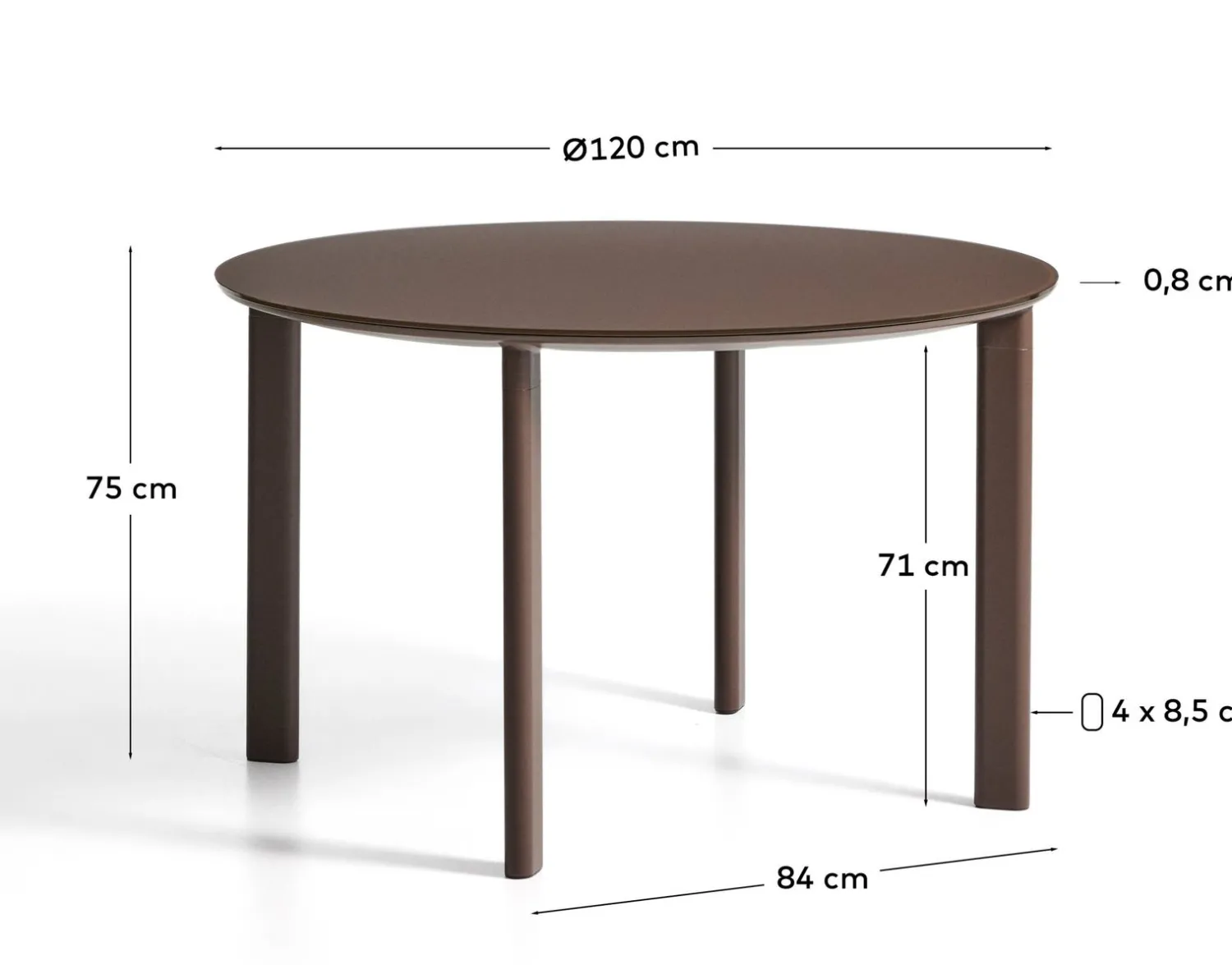 Tuintafels-Kave Home Erice Ronde Tuintafel Bruin