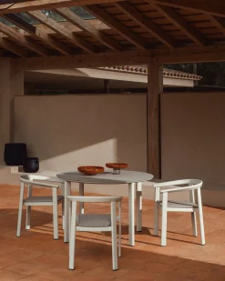 Tuintafels-Kave Home Erice Ronde Tuintafel Ecru
