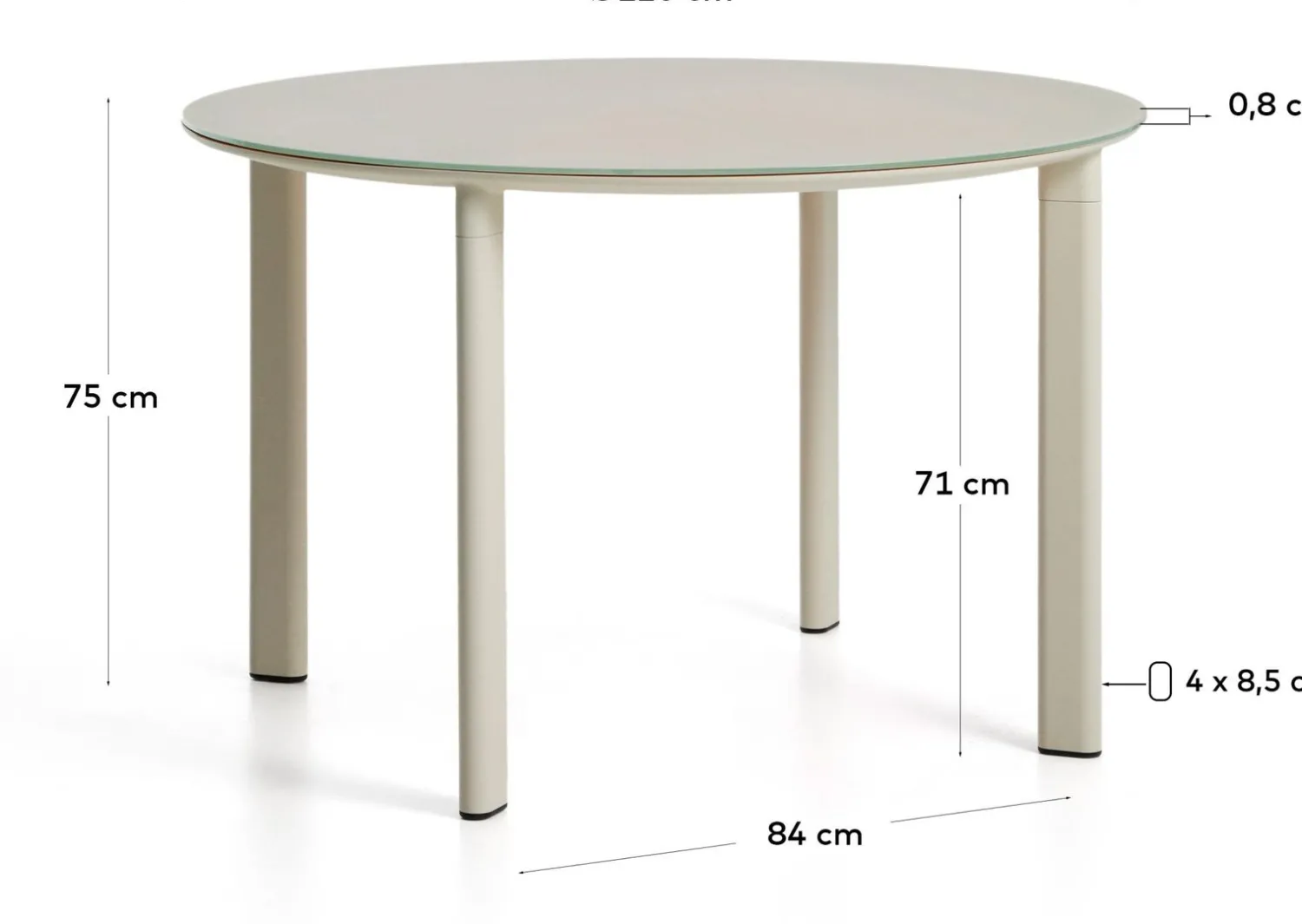 Tuintafels-Kave Home Erice Ronde Tuintafel Ecru