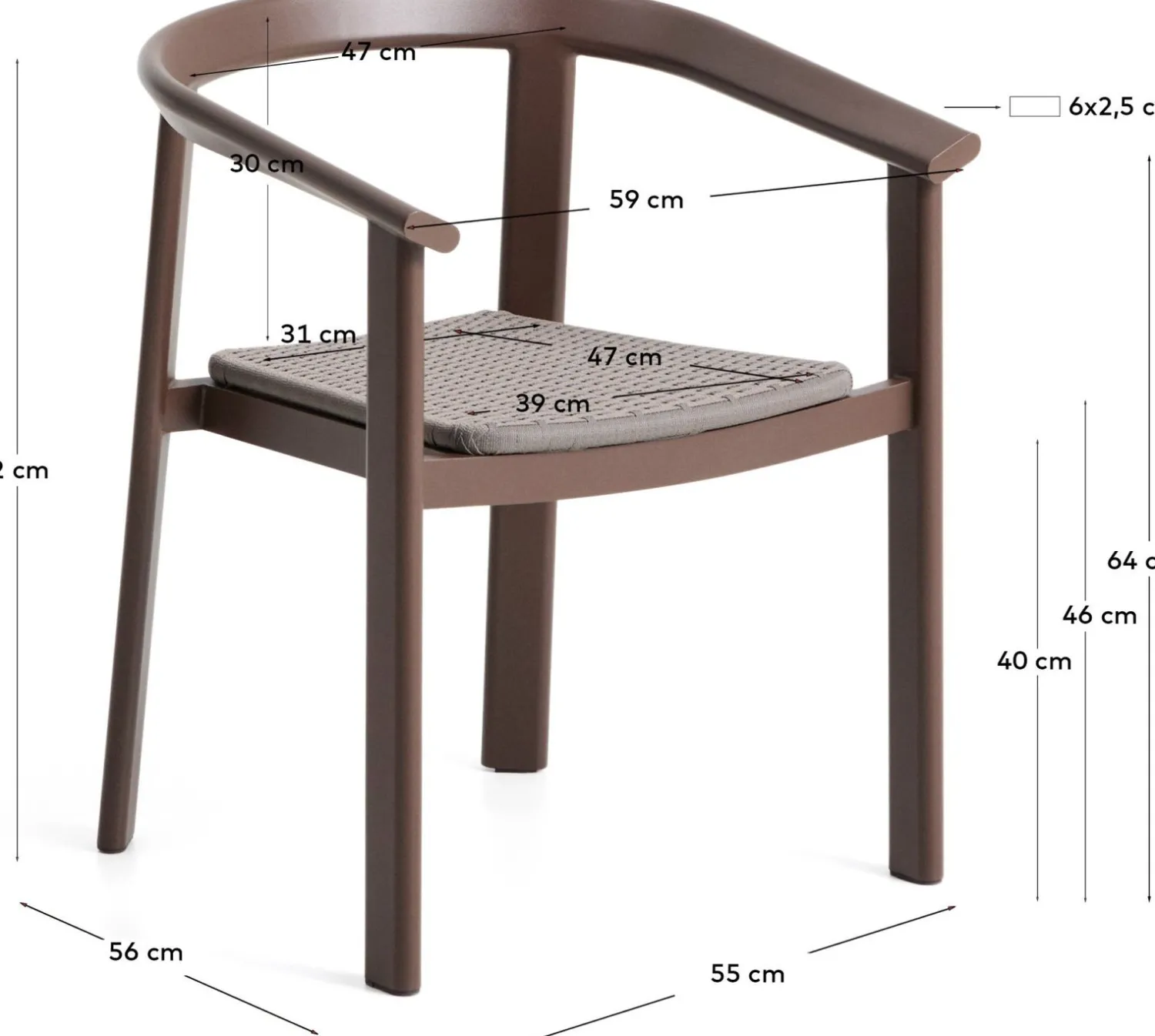 Tuinstoelen-Kave Home Erice Tuinstoel Bruin