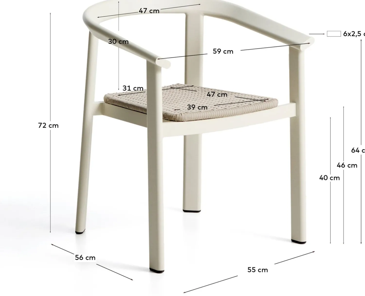 Tuinstoelen-Kave Home Erice Tuinstoel Ecru