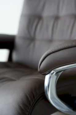 Leren Fauteuils|Relaxfauteuils-Stressless Erik L Relaxfauteuil + Hocker Black