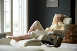 Leren Fauteuils|Relaxfauteuils-Stressless Erik L Relaxfauteuil + Hocker Black