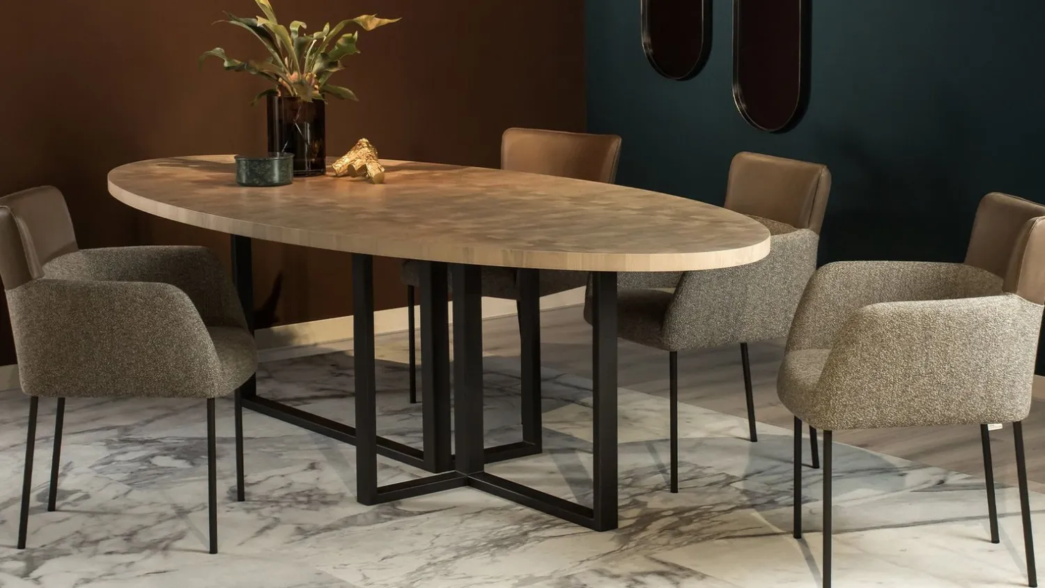 Houten Eettafels|Ovale Eettafels-Bert Plantagie Eris Eettafel Naturel