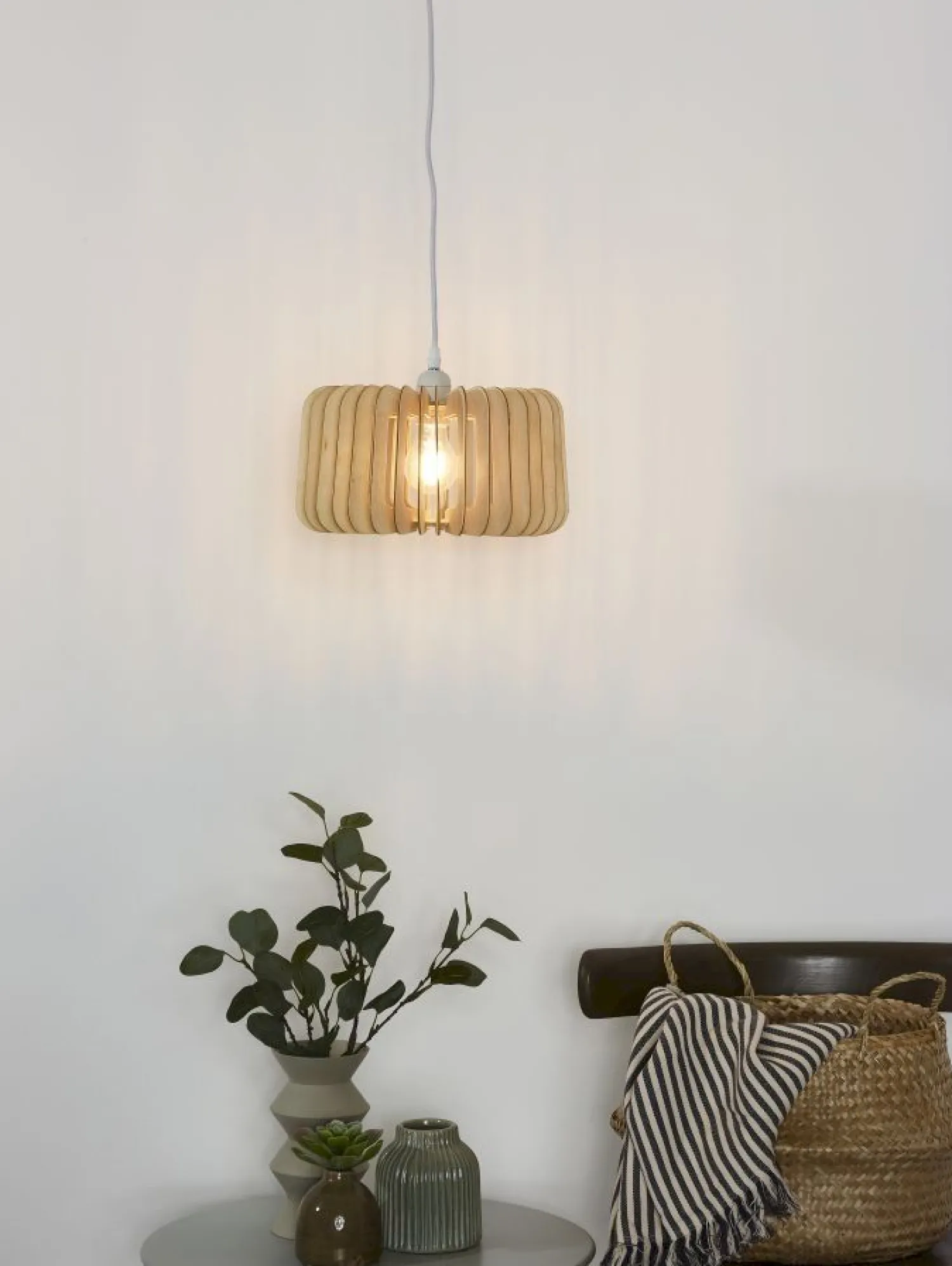 Hanglampen|Hanglampen-Lucide Etta Hanglamp Naturel, Wit