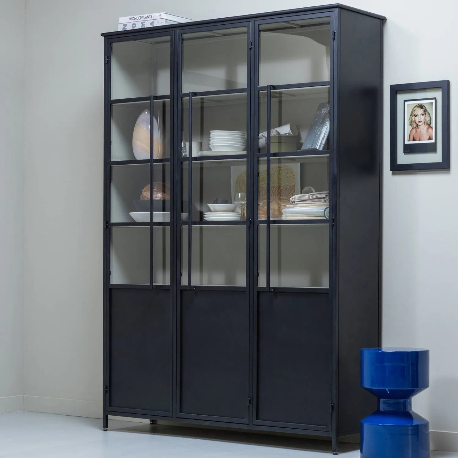 Vitrinekasten-WOOOD Exhibit 3-deurs Vitrinekast Black