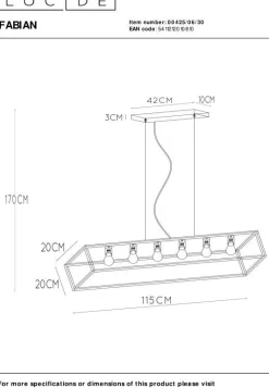 Industriële Hanglampen|Industriële Hanglampen-Lucide Fabian Hanglamp Zwart