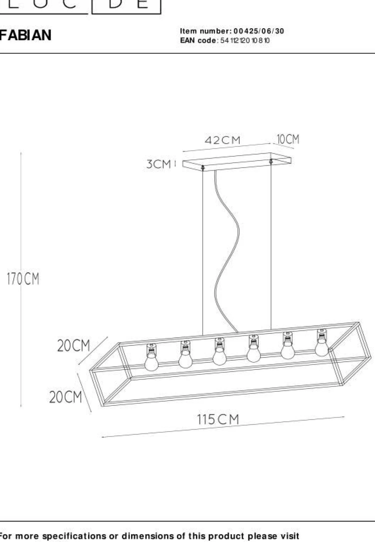 Industriële Hanglampen|Industriële Hanglampen-Lucide Fabian Hanglamp Zwart
