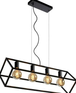 Industriële Hanglampen|Industriële Hanglampen-Lucide Fabian Hanglamp Zwart