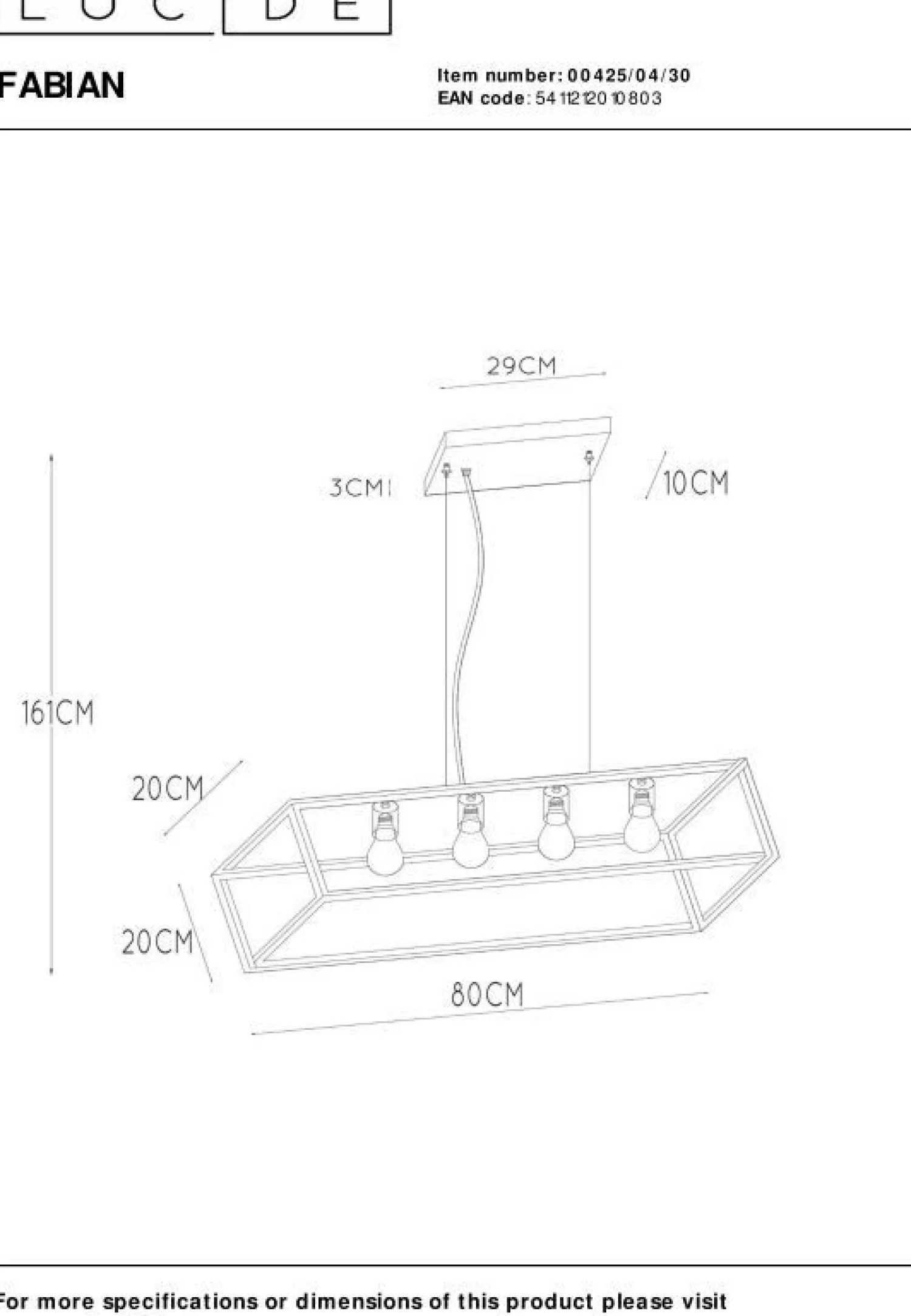 Industriële Hanglampen|Industriële Hanglampen-Lucide Fabian Hanglamp Zwart