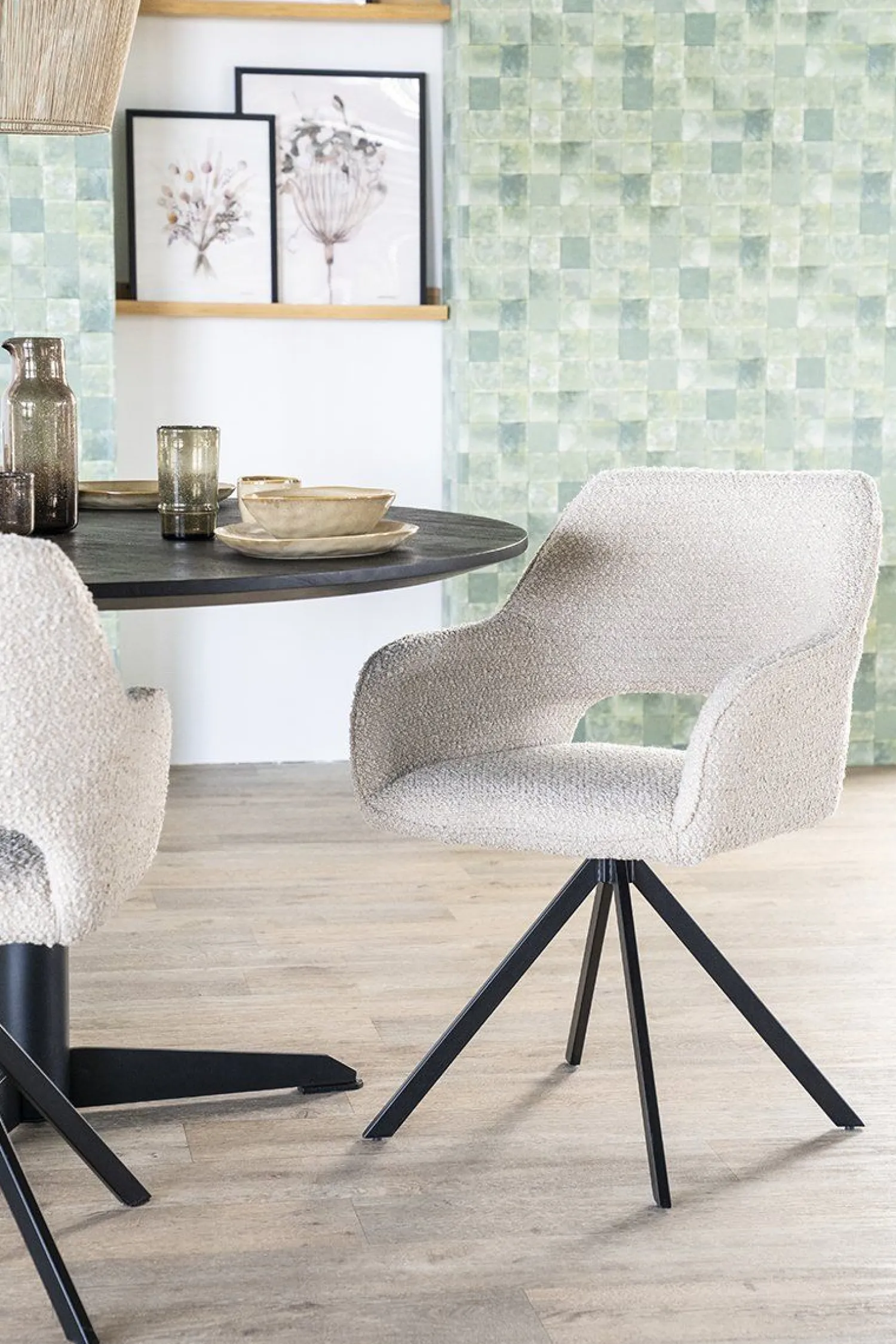 Draaibare Eetkamerstoelen|Eetkamerstoelen Met Armleuning-Eleonora Fabio Eetkamerstoel Beige