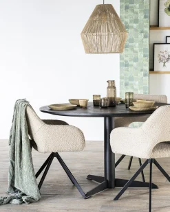 Draaibare Eetkamerstoelen|Eetkamerstoelen Met Armleuning-Eleonora Fabio Eetkamerstoel Beige