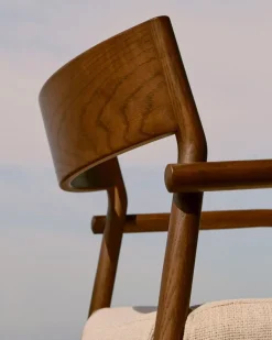 Eetkamerstoelen Met Armleuning-Kave Home Falconera Armstoel Beige, Walnoot