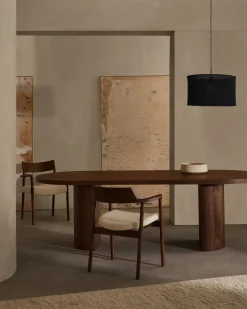 Eetkamerstoelen Met Armleuning-Kave Home Falconera Armstoel Beige, Walnoot