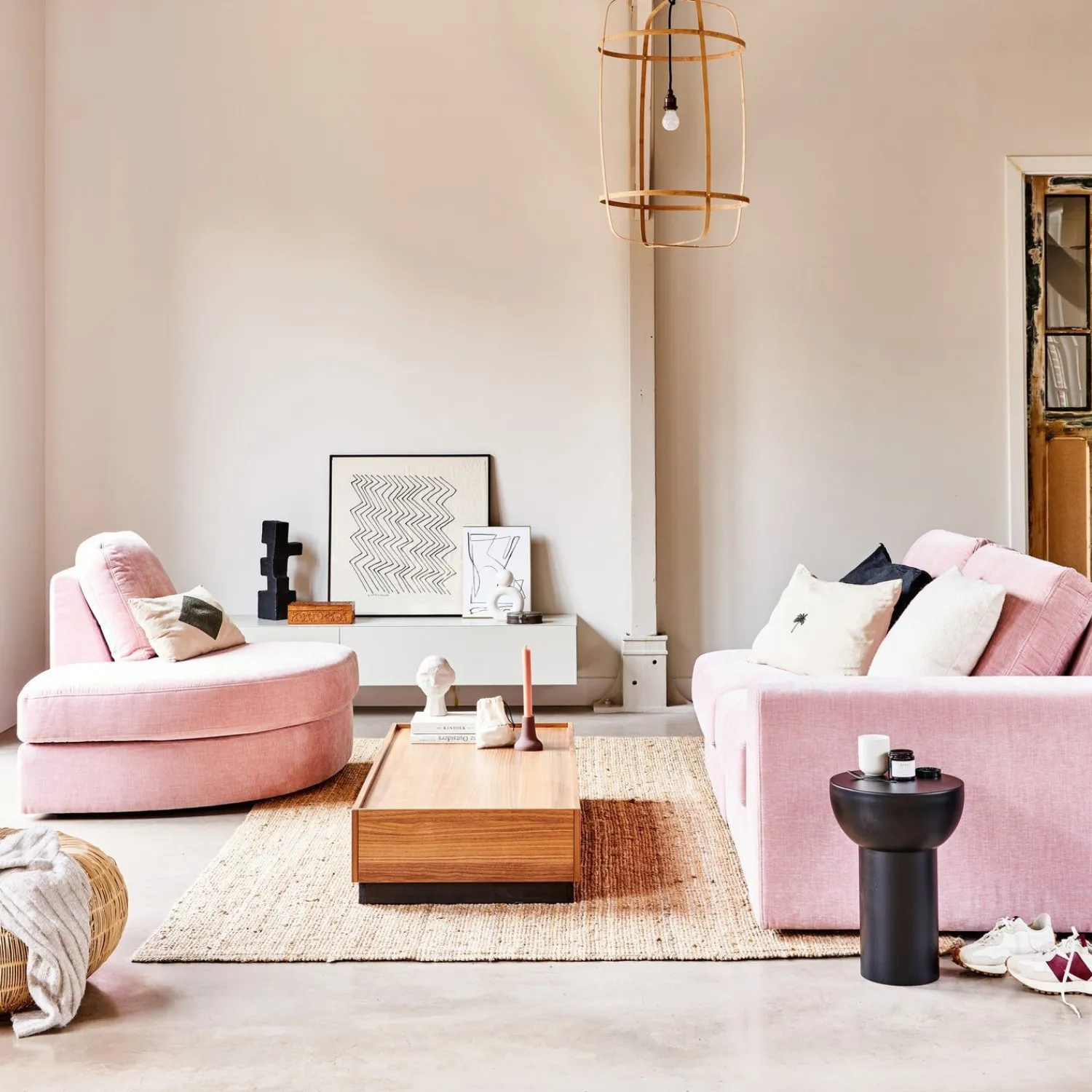 Elementenbanken-vtwonen Family 1-zits ronde hoek links Elementenbank Pink