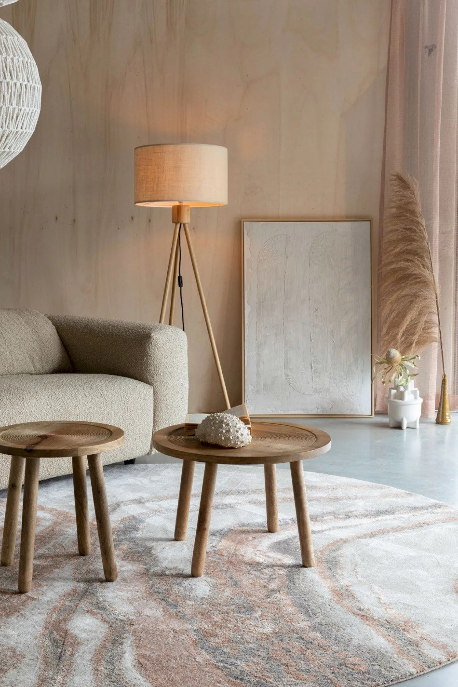 Houten Vloerlampen|Vloerlampen-Zuiver Fan Bamboo Vloerlamp Naturel