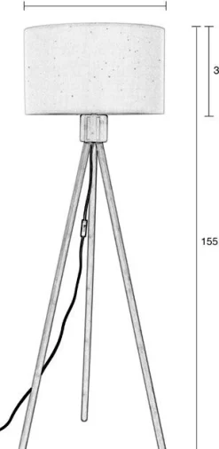 Houten Vloerlampen|Vloerlampen-Zuiver Fan Bamboo Vloerlamp Naturel