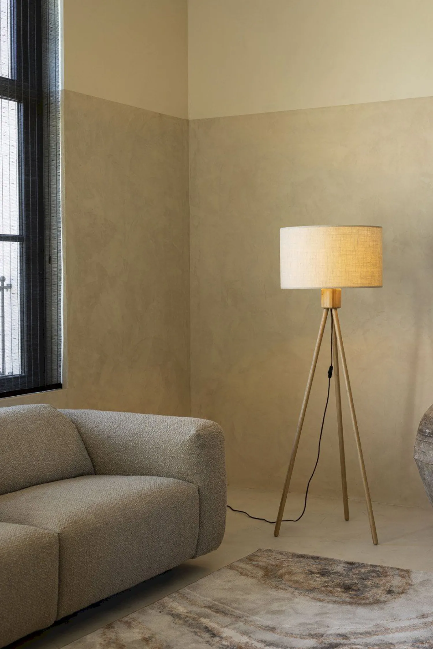 Houten Vloerlampen|Vloerlampen-Zuiver Fan Bamboo Vloerlamp Naturel
