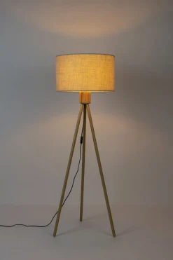 Houten Vloerlampen|Vloerlampen-Zuiver Fan Bamboo Vloerlamp Naturel