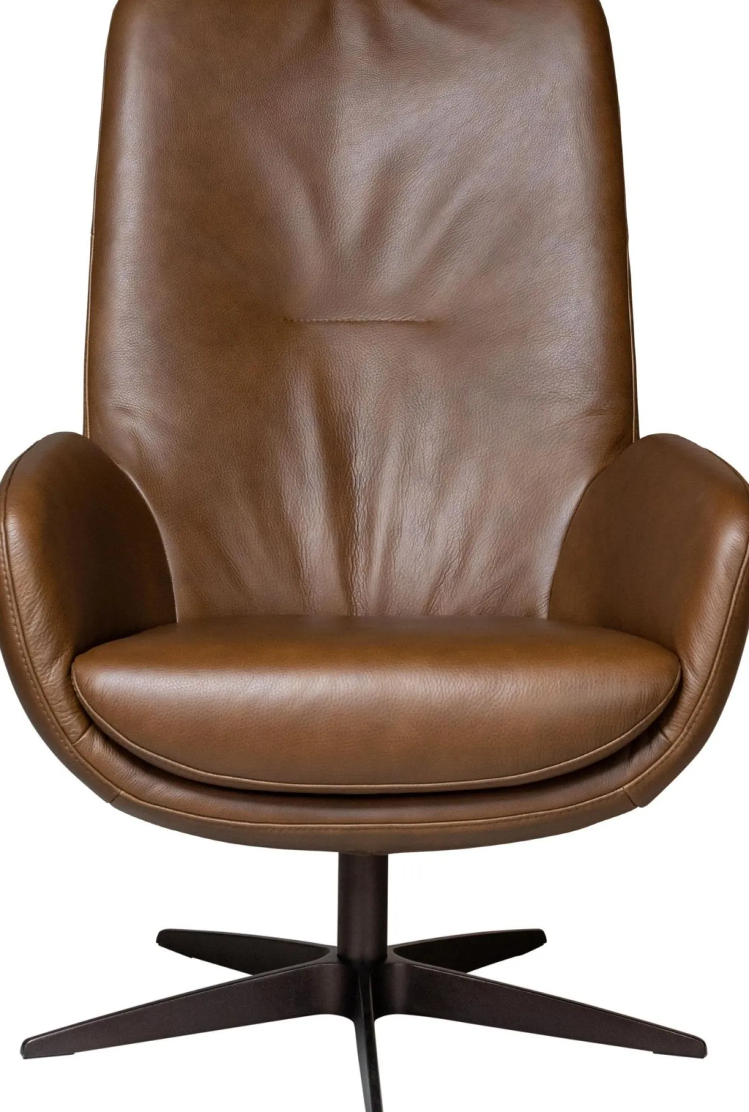 Leren Fauteuils|Draaifauteuils-Movani Fay Hoog Fauteuil Brown