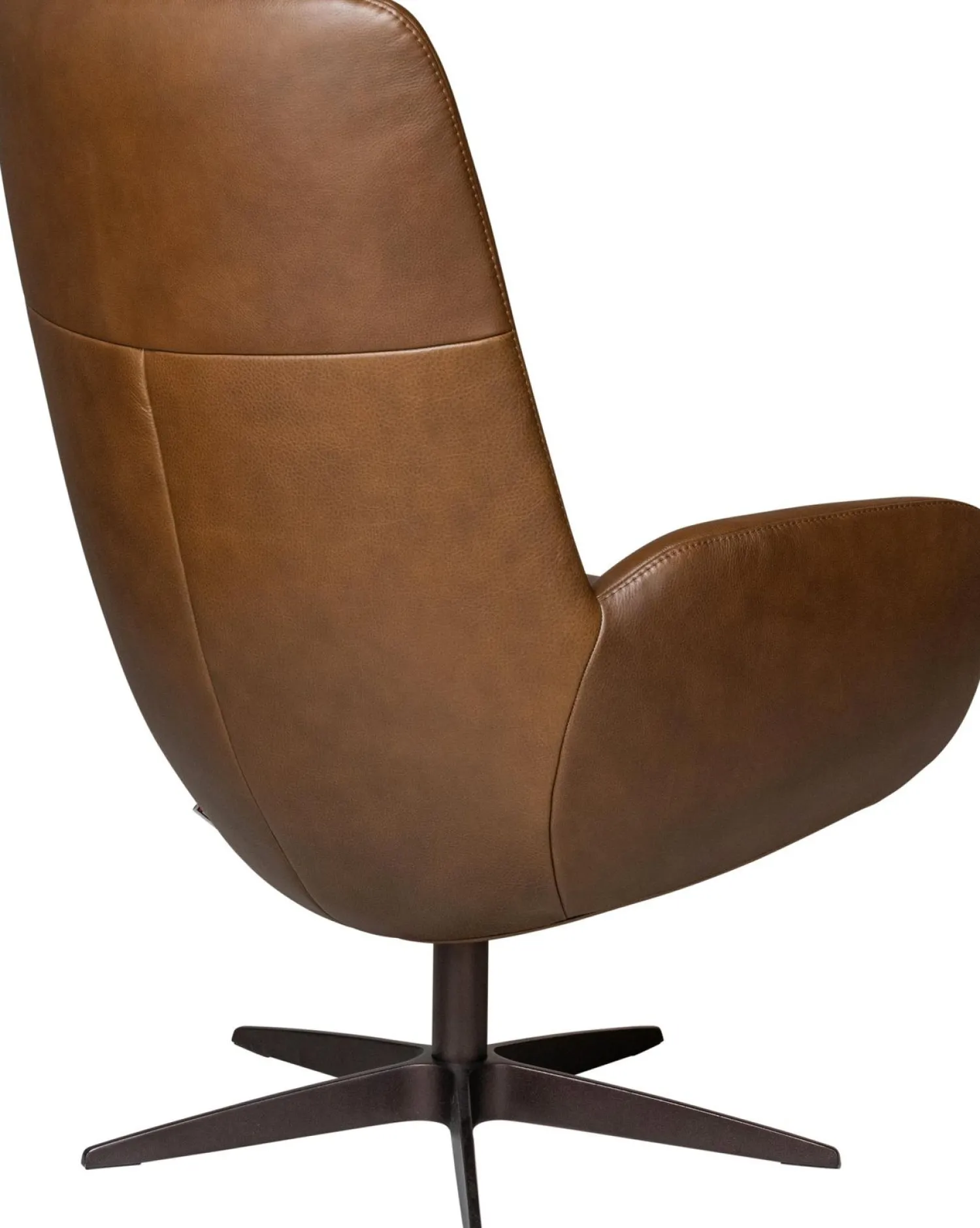 Leren Fauteuils|Draaifauteuils-Movani Fay Hoog Fauteuil Brown
