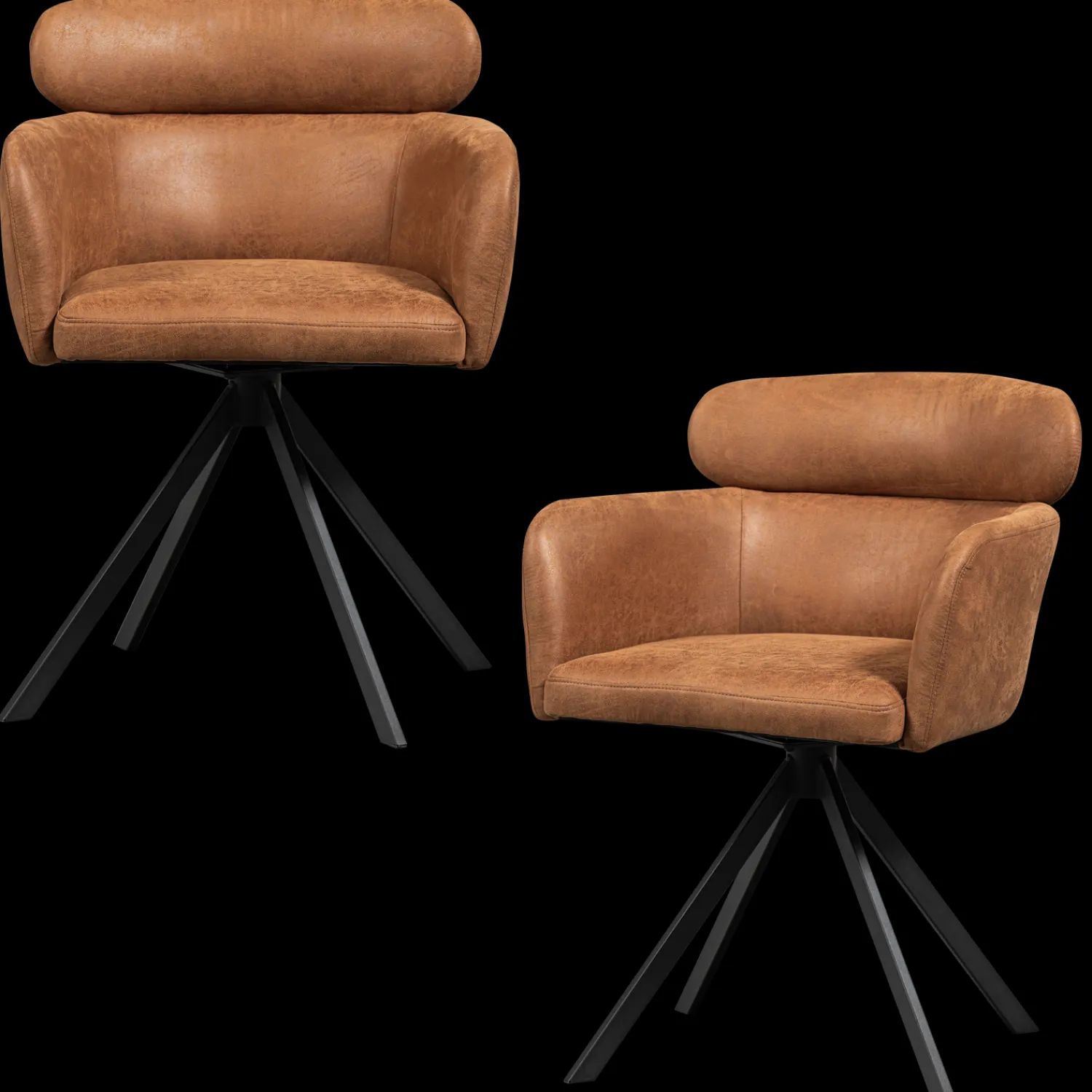 Eetkamerstoelen Met Armleuning-WOOOD Fenne Eetkamerstoel Cognac