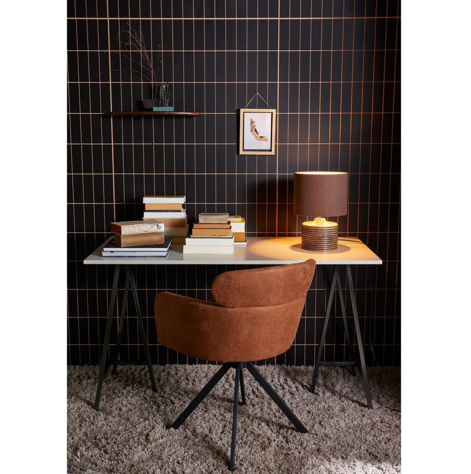 Eetkamerstoelen Met Armleuning-WOOOD Fenne Eetkamerstoel Cognac