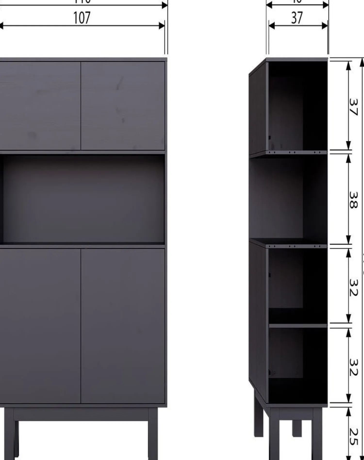Buffetkasten|Buffetkasten-WOOOD Finca Buffetkast Deep Black