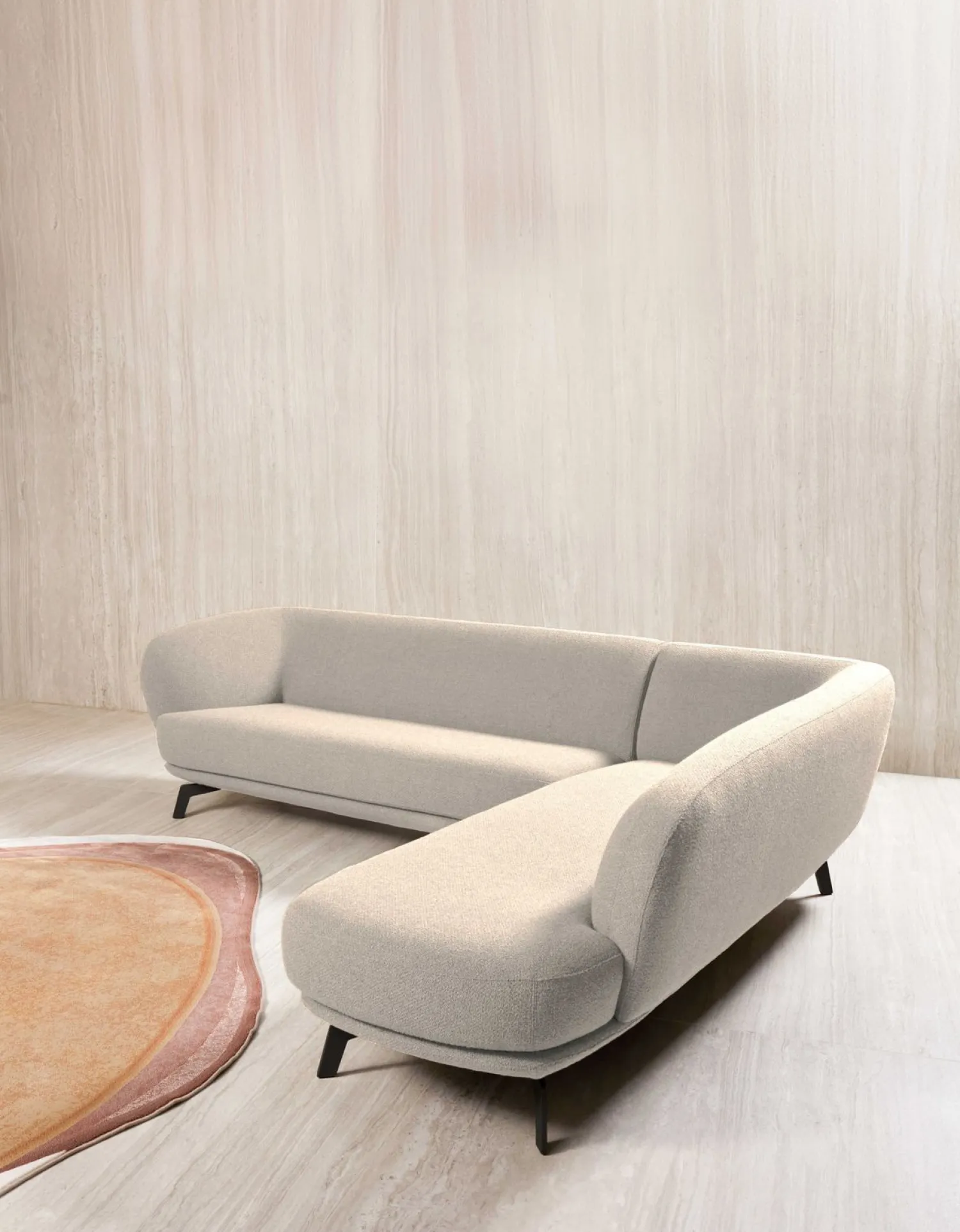 Hoekbanken-Leolux Flint Hoekbank Beige